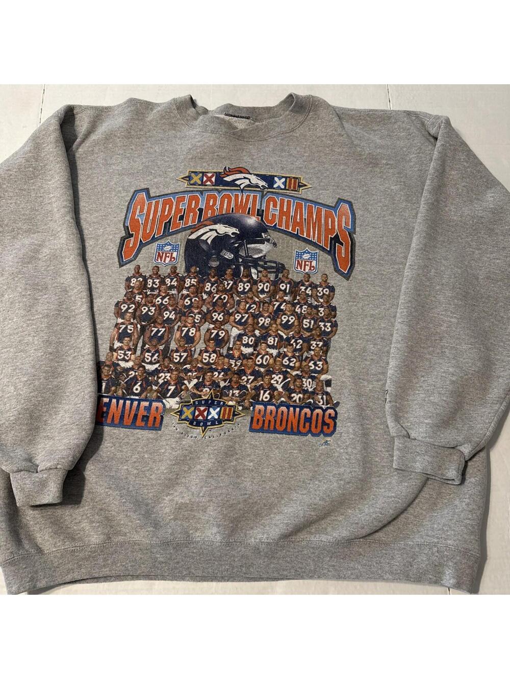 Denver Broncos  Starter Sweatshirt Mens XL Vintage 1998 NFL Super Bowl Champs